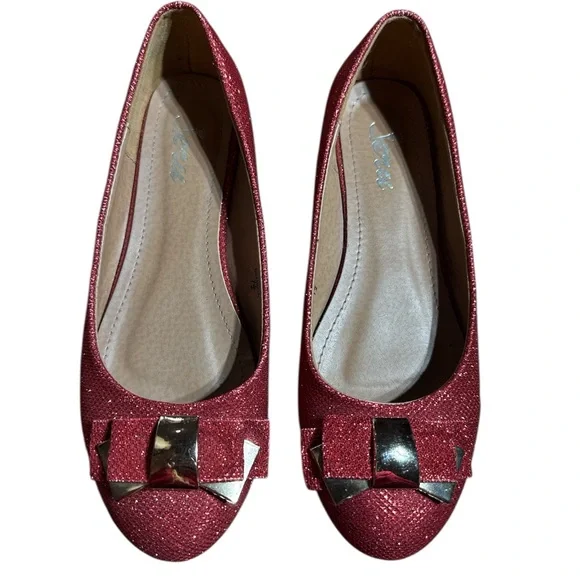 BNWOB Jeru Belinda Red Glitter Sparkle Flat Shoes 7.5 Wizard of Oz Shoes 7.5 - Picture 6 of 7